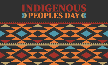 Indigenous Peoples' Day. Native American Day. American Indian culture. Heritage Month. Celebrate annual in United States. Tradition pattern. Poster, card, background. Vector artのイラスト素材