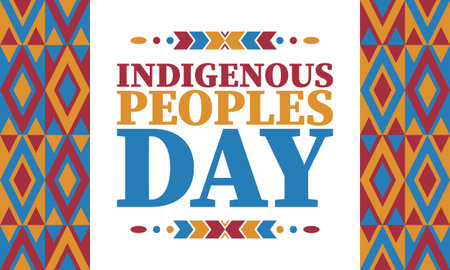Indigenous Peoples' Day. Native American Day. American Indian culture. Heritage Month. Celebrate annual in United States. Tradition pattern. Poster, card, background. Vector artのイラスト素材