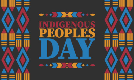 Indigenous Peoples' Day. Native American Day. American Indian culture. Heritage Month. Celebrate annual in United States. Tradition pattern. Poster, card, background. Vector artのイラスト素材