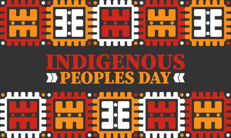 Indigenous Peoples' Day. Native American Day. American Indian culture. Heritage Month. Celebrate annual in United States. Tradition pattern. Poster, card, background. Vector artのイラスト素材