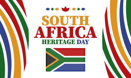 South Africa Heritage Day. Happy holiday. Celebrate culture and traditions of nation. South African flag. Poster with illustration. Pattern design. Vectorのイラスト素材
