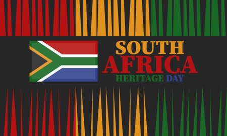 South Africa Heritage Day. Happy holiday. Celebrate culture and traditions of nation. South African flag. Poster with illustration. Pattern design. Vectorのイラスト素材