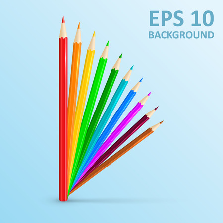 Set of colored pencils. Vector illustration. Color pencils concept. EPS 10. Realistic vector background.のイラスト素材