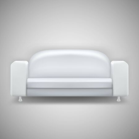 Realistic white sofa isolated on white background. Sofa illustration.のイラスト素材