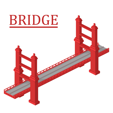 isometric bridge. Bridge isolated on white background.のイラスト素材