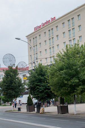 Krasnodar, Krasnodar Region, Russia, 06.18.2018. The building of the Hilton Garden Inn hotel in Krasnodarのeditorial素材