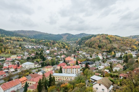 Urban landscape from the Slovakian mountains - autumn cityscape - Europe, Carpathianの写真素材