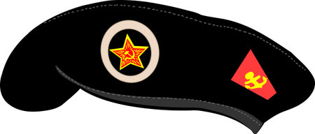 black beret Soviet Marines isolated on white のイラスト素材