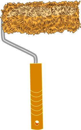 paint roller for painting walls water based paints, isolated on white のイラスト素材