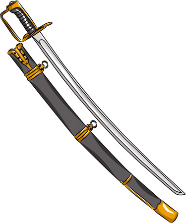 vector cavalry saber and scabbard isolated on white backgroundのイラスト素材
