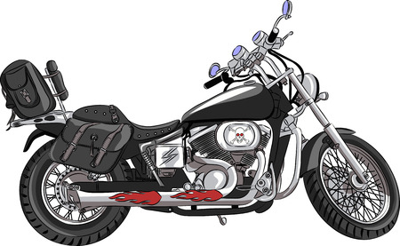 vector motorcycle with travel bagsのイラスト素材