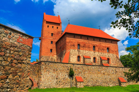 Trakai, Lithuania - 15 July , 2014: Europe's only castle on the lake built in the style of Gothic architecture. A popular place for recreation and tourism.のeditorial素材