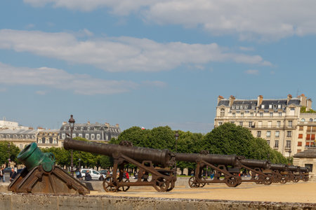 Paris, France - May 3, 2014: Army Museum and weapons in the house built for war invalids Napoleon in Paris.のeditorial素材