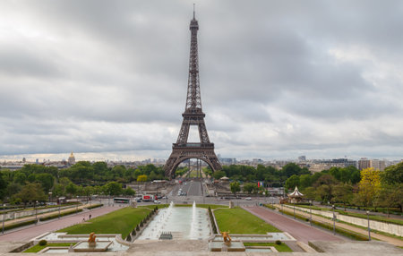 Paris, France - May 9, 2014: Trocadero, an observation deck. One of the most visited tourist destinations in Paris.のeditorial素材