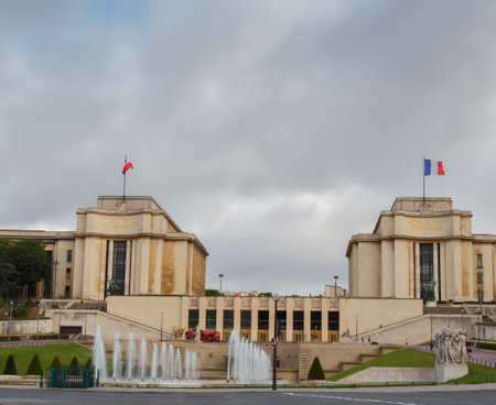 Paris, France - May 9, 2014: Trocadero, an observation deck. One of the most visited tourist destinations in Paris.のeditorial素材