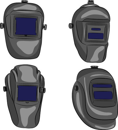 Set welding masks of different shapes isolated on white background.のイラスト素材