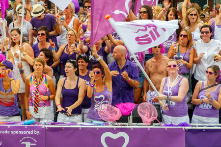 Amsterdam, Netherlands - August 2, 2014:  participants in the annual event for the protection of human rights and civil equality. Gay Pride 2014.のeditorial素材