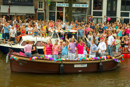 Amsterdam, Netherlands - August 2, 2014:  participants in the annual event for the protection of...