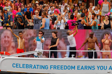 Amsterdam, Netherlands - August 2, 2014:  participants in the annual event for the protection of human rights and civil equality. Gay Pride 2014のeditorial素材