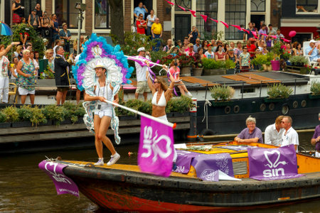Amsterdam, Netherlands - August 2, 2014:  Participants of the annual event for the protection of the rights of gays, lesbians and civil equality.のeditorial素材