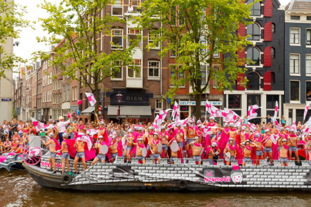 Amsterdam, Netherlands - August 2, 2014:  Participants of the annual event for the protection of the rights of gays, lesbians and civil equality.のeditorial素材