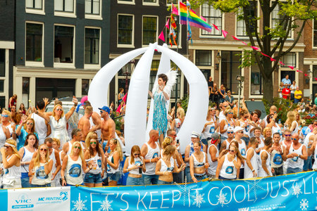 Amsterdam, Netherlands - August 2, 2014:  Participants of the annual event for the protection of the rights of gays, lesbians and civil equality.のeditorial素材