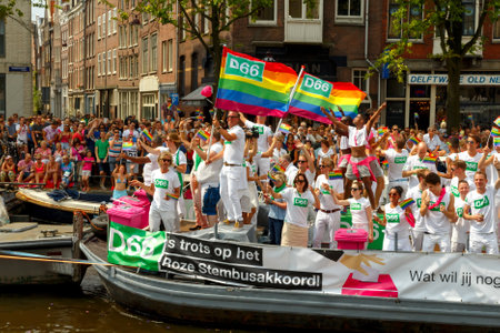 Amsterdam, Netherlands - August 2, 2014:  Participants of the annual event for the protection of the rights of gays, lesbians and civil equality.のeditorial素材
