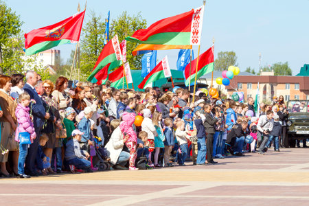 Molodechno Belarus May September 2015: The celebration of the victory over fascist invaders on May 9 in the town of Molodechno Belarus.のeditorial素材
