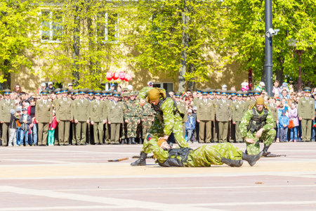 Molodechno Belarus May September 2015: The celebration of the victory over fascist invaders on May 9 in the town of Molodechno Belarus.のeditorial素材