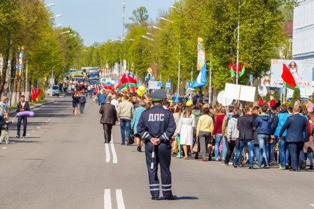 Molodechno Belarus May September 2015: The celebration of the victory over fascist invaders on May 9 in the town of Molodechno Belarus.のeditorial素材