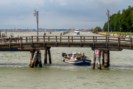 Venice Italy May 21 2015: The island in the lagoon near Venice. Famous tourist attraction. Famous for its colorful houses and lace.のeditorial素材