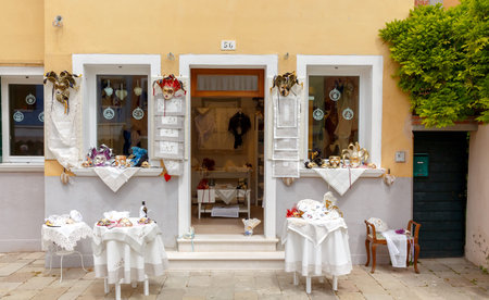 Venice Italy May 21 2015: The island in the lagoon near Venice. Famous tourist attraction. Famous for its colorful houses and lace.のeditorial素材