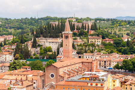 View of Verona with Lamberti tower height.の写真素材
