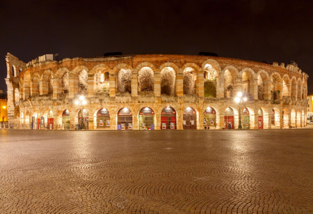 Verona. Italy - May 25, 2015: Arena di Verona. Ancient Roman arena is located on the main square of the town. The main tourist attraction.のeditorial素材