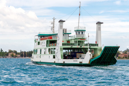 Venice, Italy - May 21, 2015: Ferry across the Venetian lagoon. In Venice, all the traffic is moved only by water.のeditorial素材
