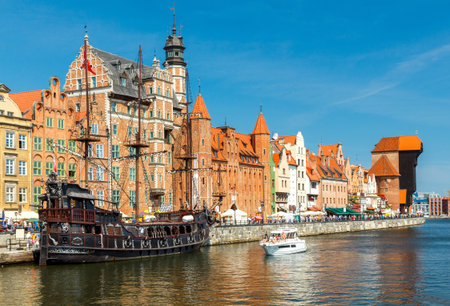 Central Embankment Gdansk and old Motlawa river.