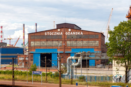 Gdansk, Poland - July 28, 2015: The famous historic Gdansk shipyard. Where to begin the Polish uprising against the communist regime.のeditorial素材