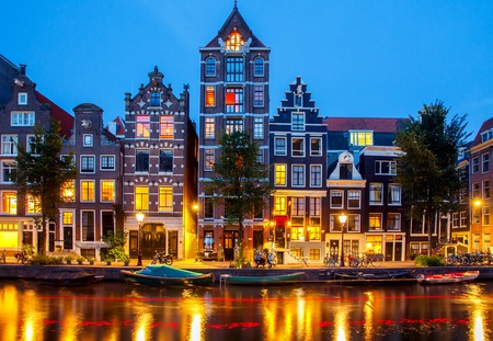 Canals of Amsterdam. Favorite place for walking and leisure travelers.の写真素材