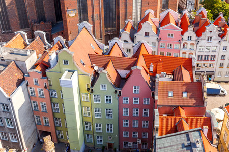 The view from the observation deck of St Mary's Cathedral in the historic center of Gdansk.