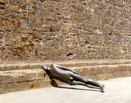 Florence, Italy - May 17, 2015: Sculptures by Antony Gormley at Fort Belvedere. More than a hundred sculptures are located in the fort and is a major tourist attraction.のeditorial素材