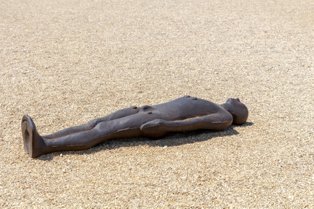 Florence, Italy - May 17, 2015: Sculptures by Antony Gormley at Fort Belvedere. More than a hundred sculptures are located in the fort and is a major tourist attraction.のeditorial素材