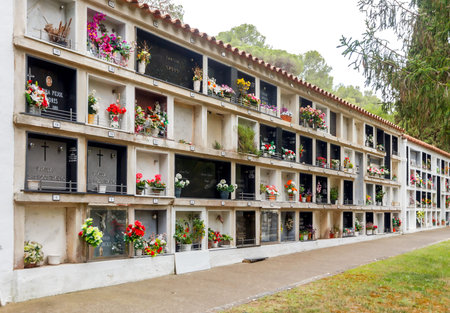 Tossa de Mar, Spain - September 10, 2015: Wall columbarium in Tossa de Mar. Spain.