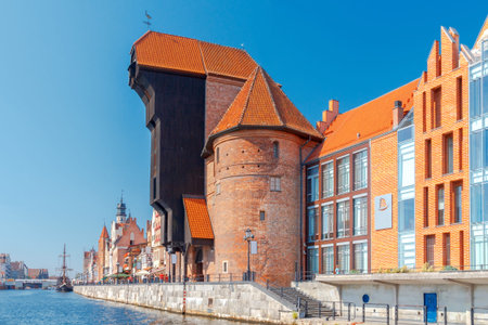 Central Embankment Gdansk and old Motlawa river.