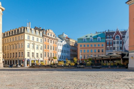 Old Square near the cathedral in the historic center of Riga.の写真素材