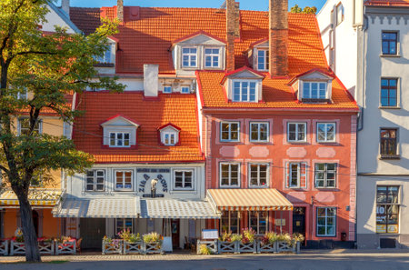 Riga, Latvia - 15 October, 2015: Famous Latvian Blue Cow restaurant in the area Liv. A popular tourist destination.のeditorial素材