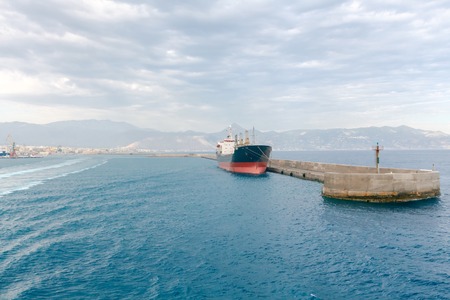 Entrance from the sea to the port of Heraklion. Crete. Greece.の写真素材