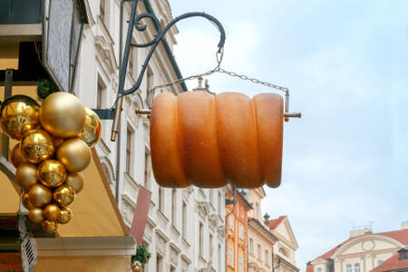 Christmas tree and holiday decorations in the Old Town. Prague. Czech Republic.の写真素材