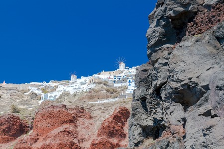View of the Oia, a beautiful village on the volcanic island of Santorini in the Mediterranean Sea.の写真素材