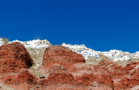 View of the Oia, a beautiful village on the volcanic island of Santorini in the Mediterranean Sea.の写真素材