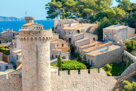 The famous resort of Tossa de Mar on the Costa Brava.の写真素材